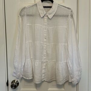 Zara Linen Button Up Long Sleeve